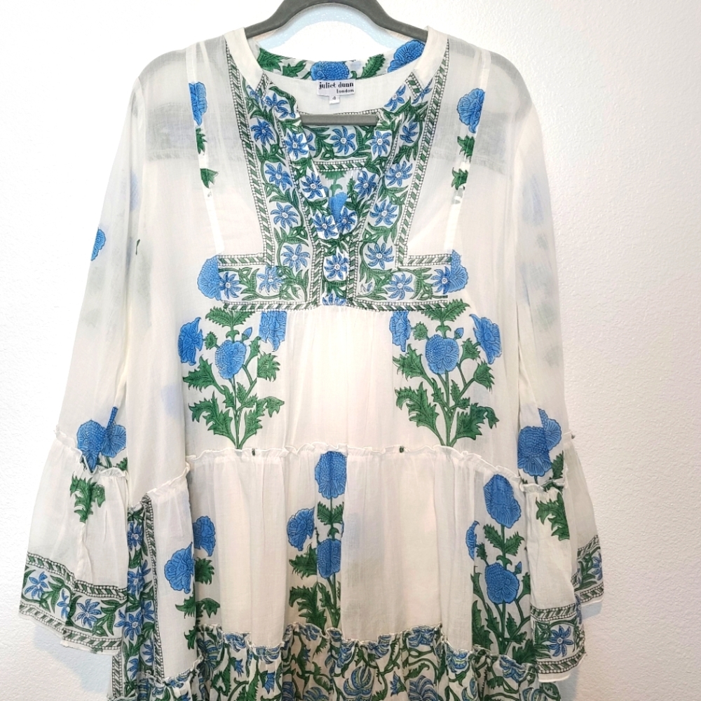 Tuckernuck Juliet Dunn White Poppy Flared Sleeve Dress Size XL - Picture 6 of 13